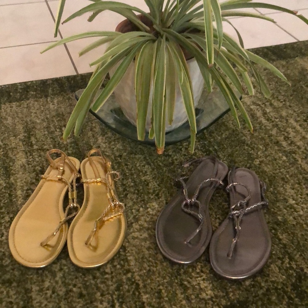 Lauren size 8.5 Sandals in gold and silver. Sold together $30 or separately $15